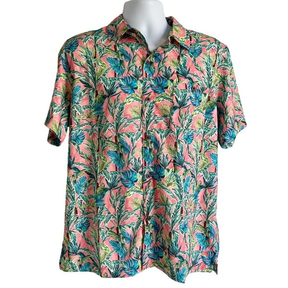 Havana Jim Button Down Short Sleeve Tropical Print Shirt Men's Medium NEW - Picture 2 of 5